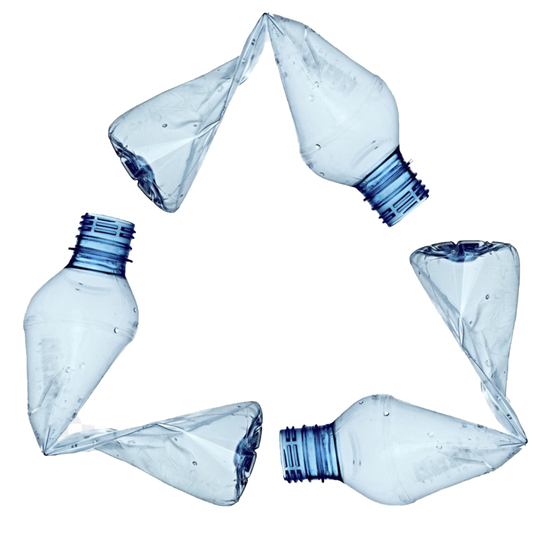 Plastic bottles in shape of recycling symbol